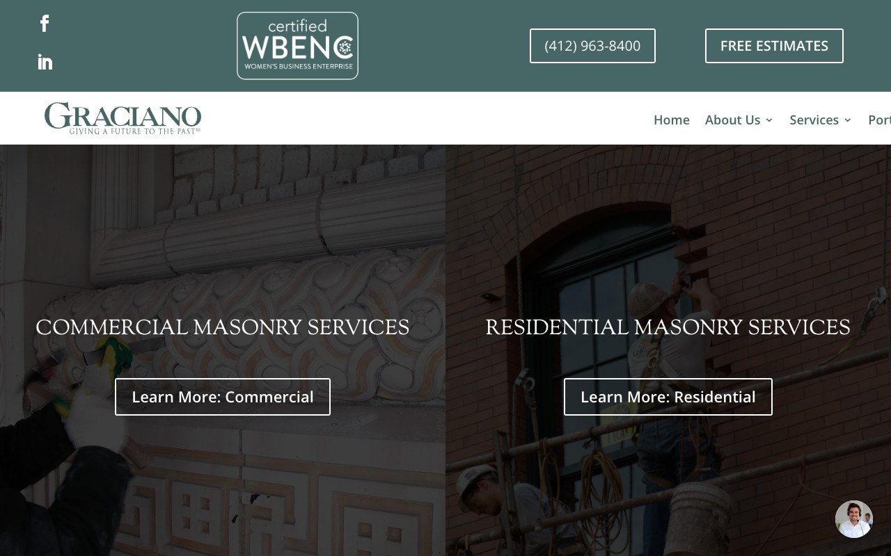 A contractor website before the rebuild